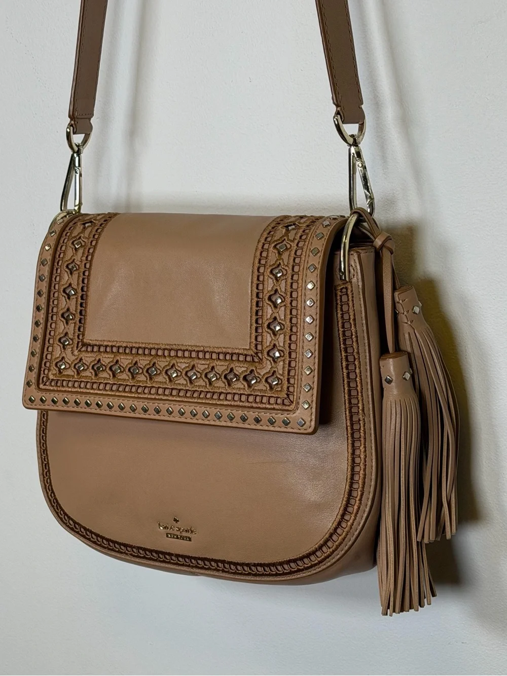 Kate Spade New York Basset Lane ‘Emaline’ Tan Leather Crossbody/Shoulder Bag